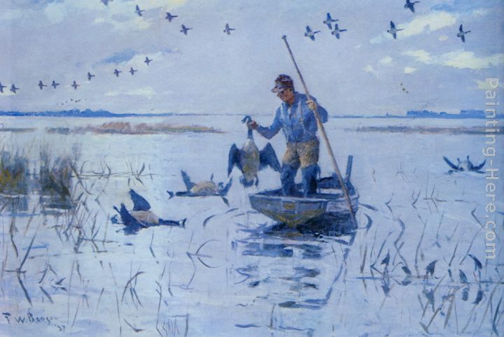 Retrieving Geese painting - Frank Weston Benson Retrieving Geese art painting